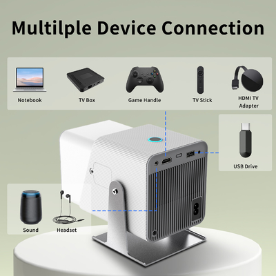 FY360 4K HD Smart LCD Projector Laser Home Theater de Alto Brilho com Android 11.0 BT5.2 Construído em som estéreo e US Plug