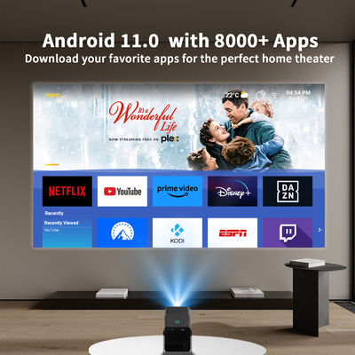 FY360 4K HD Smart LCD Projector Laser Home Theater de Alto Brilho com Android 11.0 BT5.2 Construído em som estéreo e US Plug