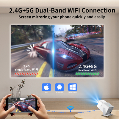 FY360 4K HD Smart LCD Projector Laser Home Theater de Alto Brilho com Android 11.0 BT5.2 Construído em som estéreo e US Plug