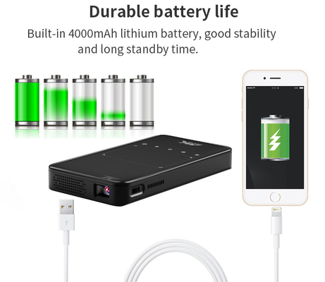 Mini Projetor LED Inteligente DLP Flyin S90 Sistemas Android Bateria WiFi Integrado Para Uso em Home Theater