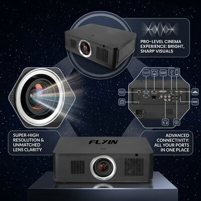 Flyin-K1200U 12000 Ansi Lumens WUXGA 3LCD Laser Projector 1.8x Zoom Elétrico HDBaseT para Auditório de Largo Salão