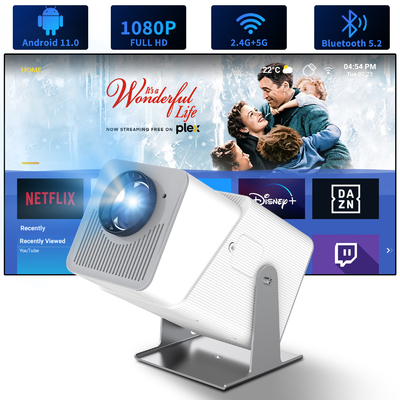 FY360 4K HD Smart LCD Projector Laser Home Theater de Alto Brilho com Android 11.0 BT5.2 Construído em som estéreo e US Plug